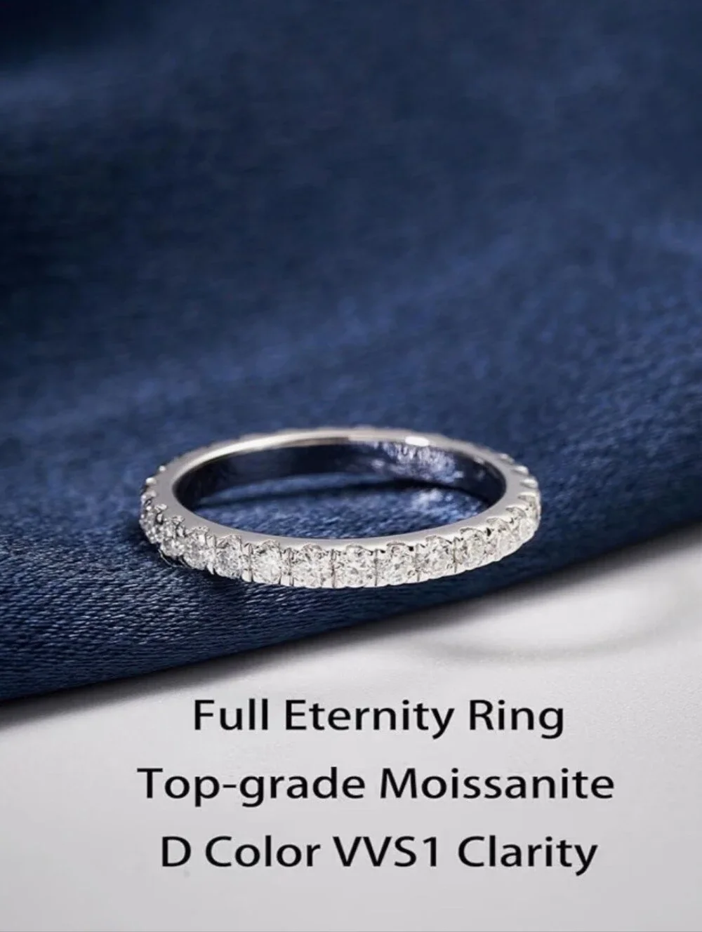 IMOLOVE Moissanite Full Eternity 925 Sterling Silver 1ct Size 8 Ring
